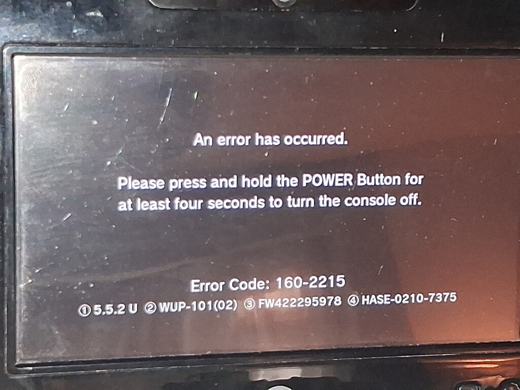 Error code 160-2215 when changing user info - Wii U Support