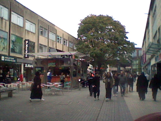 Picture of Bristol Broadmead shopping district, you can see stalls and a large amount of people passing through